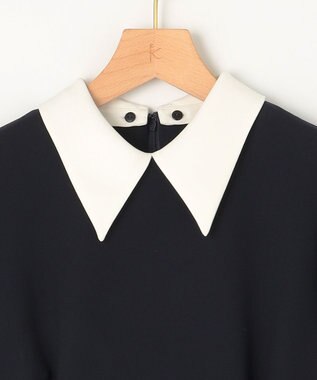 組曲 S 【KUMIKYOKU NAVY】コンフォータブルドレープ 襟付きブラウス ネイビー系