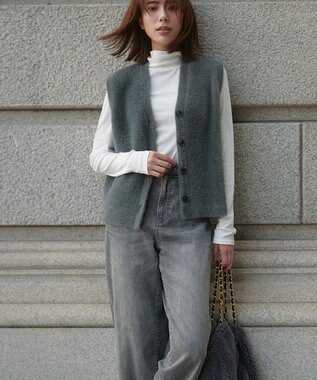 23区 VIOLAｄ’ORO エコムートン チェーンショルダー トートバッグ グレー系