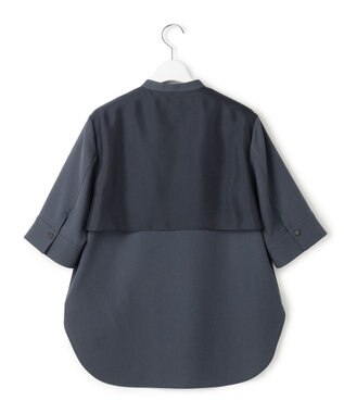 ICB L 【先行予約・WEB限定カラーあり】 FluidBackSatin バンドカラーシャツ ダルブルー