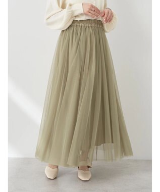 earth music&ecology チュールフレアスカート Khaki