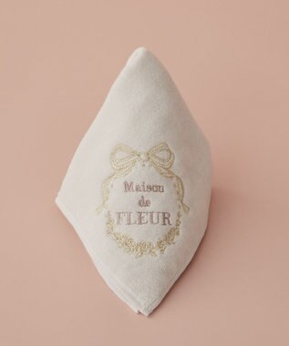Maison de FLEUR リボンフレーム刺繍タオルハンカチ