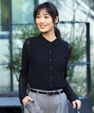 ANY SIS L レース シャツ ブラック