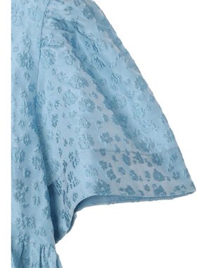 Green Parks パフスリーブジャガードペプラムブラウス Sax