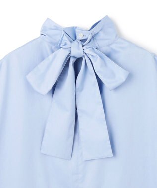 uncrave ブロードクロス ボウタイブラウス サックス