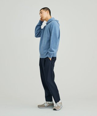 J.PRESS YORK STREET 【UNISEX】ウールカシミヤ フーディニット ダルブルー系
