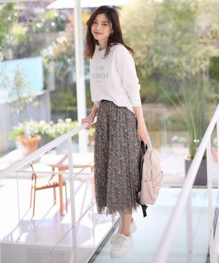 ANY L ロゴロングTシャツ オフ×ブルーロゴ