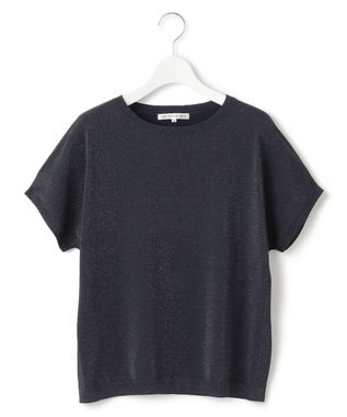 23区 【洗える】レーヨンポリエステルストレッチ プルオーバー ラメニット ネイビー系