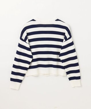 GRACE CONTINENTAL ニットボーダーカーディガン ネイビー