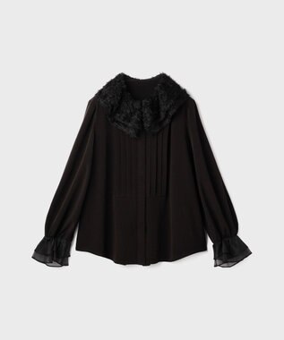 GRACE CONTINENTAL フェザーチュールカラーブラウス ブラック