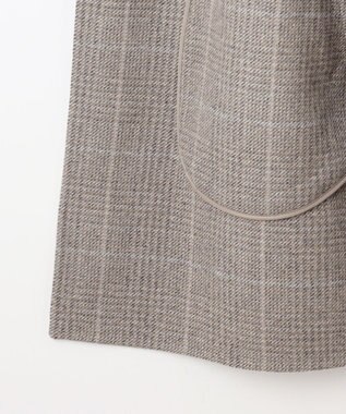 自由区 L 【17号サイズまで展開・カタログ掲載】ウールリバーチェック柄ダブルブレスト コート モカチェック