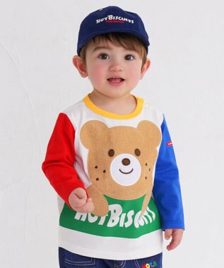 MIKI HOUSE HOT BISCUITS 【80-120cm】 ロゴ×キャラクター 長袖Tシャツ