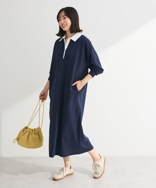 Green Parks ラガーシャツワンピース Navy