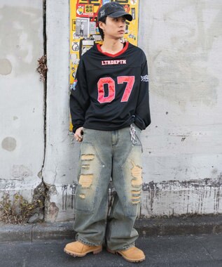 WEGO 【ユニセックス着用ITEM】ナンバリングホッケーT（LS） ブラック