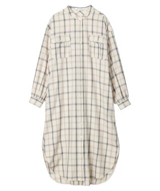 AMERICAN HOLIC イージーケアＷポケットシャツワンピース Check Ivory