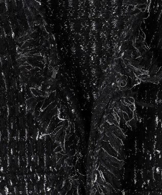 ICB ルレックスニットツイード カーディガンジャケット ブラック×シルバー系