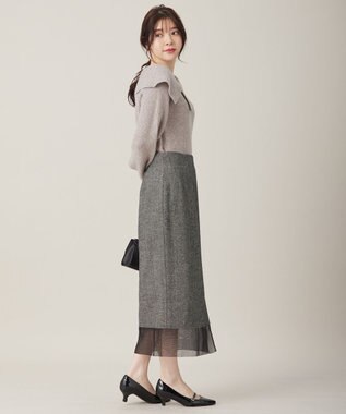 ANY SIS シアーコンビヘリンボーン スカート ブラック系