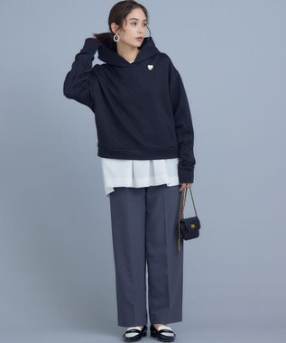 組曲 S 【WEB限定】ベーシックダブルクロス ワイドストレートパンツ チャコールグレー系