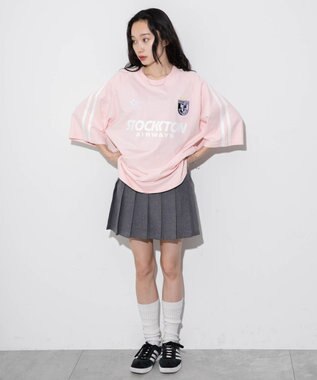 WEGO 【ユニセックス着用ITEM/手洗い可/MLサイズ】ラインゲームロゴT ピンク