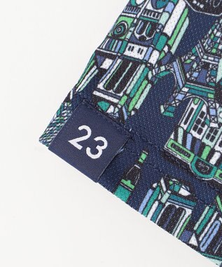 23区GOLF 【MEN】【吸水速乾/UVカット】パリマップ総柄ポロシャツ ネイビー系5