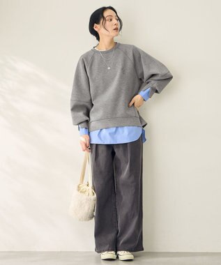 ANY L ロゴ刺繍ダンボールトレーナー グレー