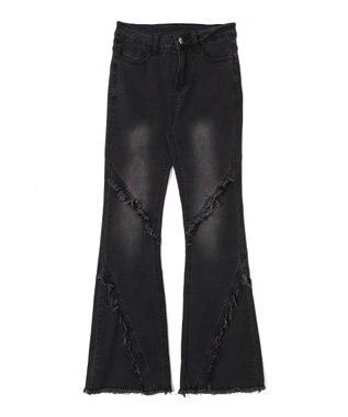 WEGO ブーツカットフリンジデニム ブラック