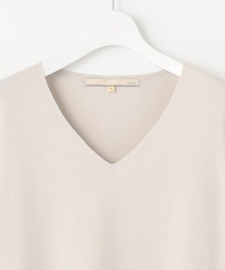 自由区 L 【洗える/セット可】レーヨンポリエステルスムース Vネックニット サンセットグレー