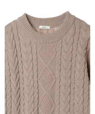 earth music&ecology 袖ファーケーブルミニワンピース Gray Beige