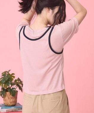 AMERICAN HOLIC 【PENNEY'S】配色タンクトップ+Tシャツ Pink