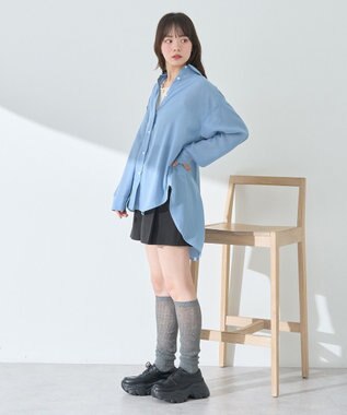 earth music&ecology シアーシャツ Blue