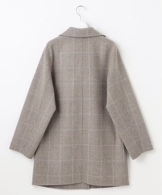 自由区 L 【17号サイズまで展開・カタログ掲載】ウールリバーチェック柄ダブルブレスト コート モカチェック