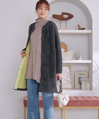 Tiaclasse シャギーニットコーディガン チャコールグレー