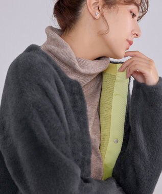 Tiaclasse シャギーニットコーディガン チャコールグレー