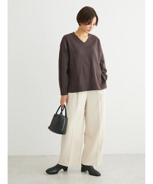 Green Parks もちやわ　Ｖネック前後差プルオーバー Brown