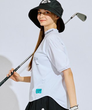 PW CIRCULUS 再入荷！【UV遮蔽率99% UVカット / 速乾 / ストレッチ】【WOMEN】パフスリーブモックネックT ゴルフウェア レディース ホワイト系