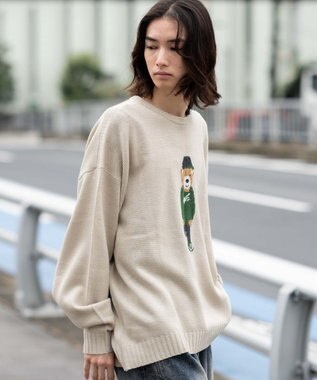 WEGO 【ユニセックス着用ITEM/MLサイズ展開】ジャガードアニマルプルオーバー オフホワイト