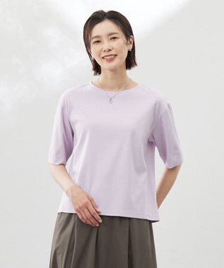 J.PRESS LADIES L 【洗える】フライスジャージー カットソー ラベンダー系