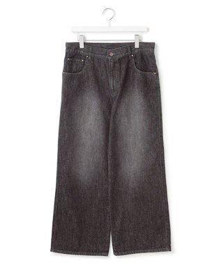 J.PRESS YORK STREET 【UNISEX】ウォッシュドワイド デニムパンツ ブラック系