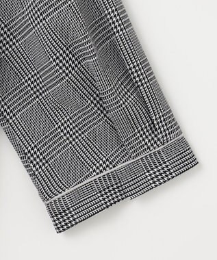 J.PRESS LADIES L チェックジャージー カットソー ブラック×ホワイト系