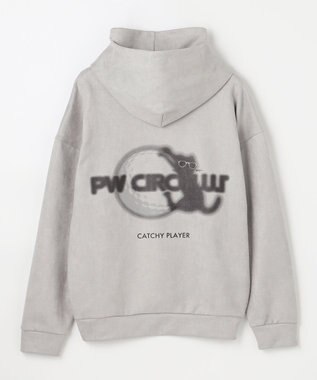PW CIRCULUS 2025 NEW！【手洗い洗濯可】【MEN】キャットグラフィック スエードライク デタッチャブルフーディ ゴルフ グレー系