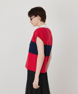 GRACE CONTINENTAL ラガーポロニットトップ レッド