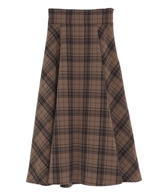 earth music&ecology バックレースアップチェックスカート Camel