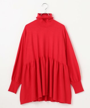 #Newans 【洗える】ペプラムデザインワイドシルエットプルオーバー レッド