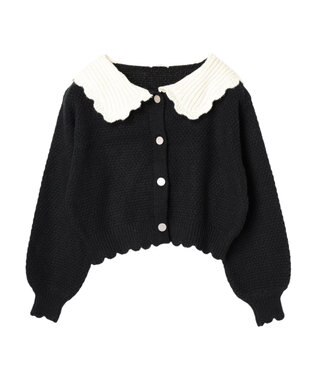 earth music&ecology フリルカラーカーディガン Black