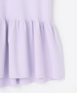 自由区 【XSサイズ～/洗える】クレープストレッチペプラム ニット ライラック系