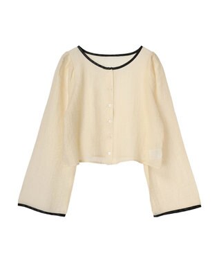 earth music&ecology シアーパイピングシャツ Ivory