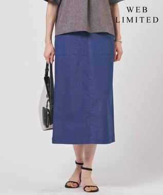 J.PRESS LADIES L 【WEB限定カラーあり】TCシャンブレーサテンST ナロー スカート 【WEB限定】ブルーシャンブレー系