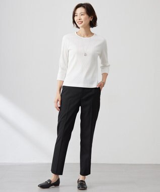J.PRESS LADIES リブ クルーネック カットソー ホワイト系