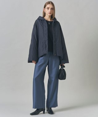 ICB 【洗える】ウールワッシャーツイル ワイドストレートパンツ ブルーグレー系