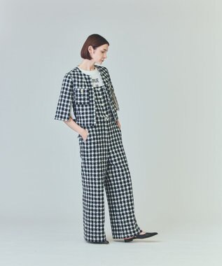 GRACE CONTINENTAL チェックツイードショートジャケット ブラック