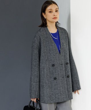 WoolRever ノーカラーショートコート